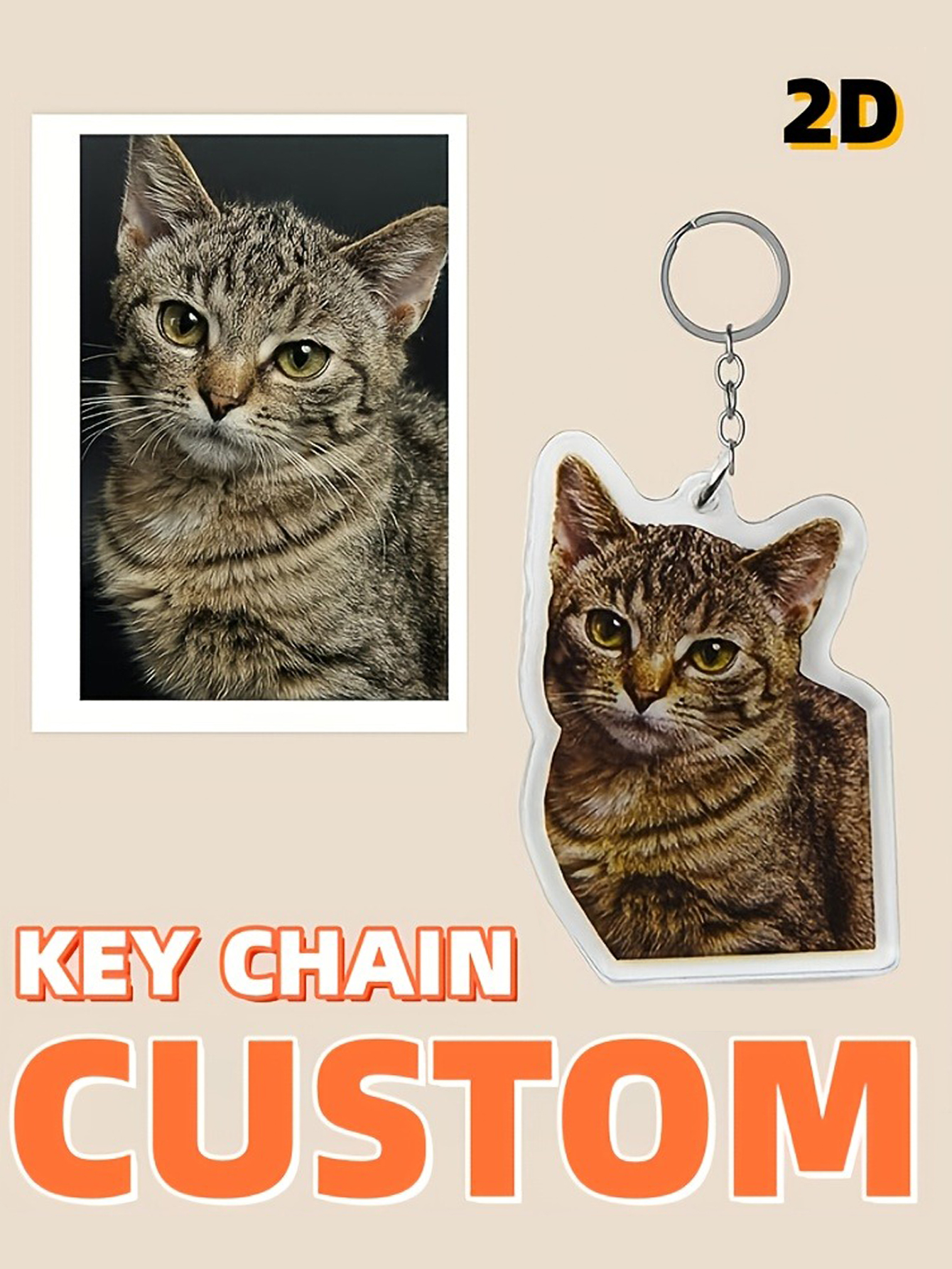 Custom Photo Keychain - Personalized Acrylic Keychain with Double-Sided Pet Portrait